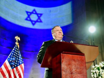 U.S. Secretary of State Michael R. Pompeo delivers the keynote address at the Celebration of Israel’s 71st Independence Day, at the Andrew W. Mellon Auditorium in Washington, D.C., on May 22, 2019. [State Department photo by Michael Gross/ Public Domain]