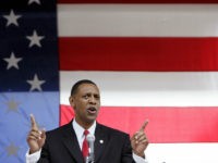 Vernon Jones speaks to supporters as he announces his candidacy for the US Senate Saturday, July 21, 2007 in Marietta, Ga. Jones, who considers himself a "conservative Democrat," is running for the US Senate seat currently held by Republican incumbent Saxby Chambliss. (AP Photo/Todd Bennett)