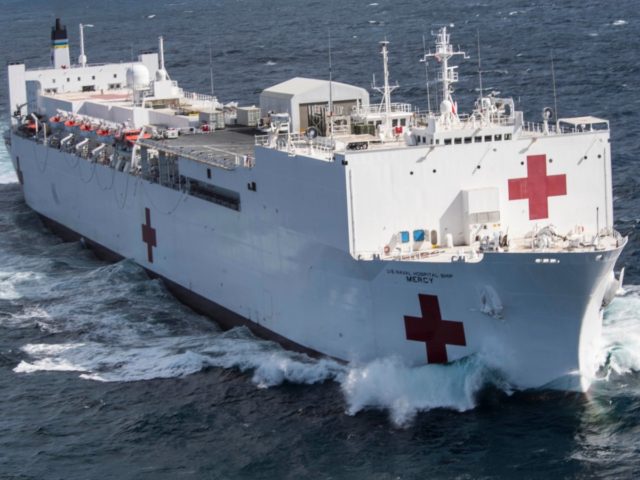 The hospital ship USNS Mercy departs Naval Base San Diego in support of Pacific Partnership 2018, Feb. 23, 2018. Pacific Partnership, now in its 13th iteration, is the largest annual multinational humanitarian assistance and disaster relief preparedness mission conducted in the Indo-Pacific. Navy photo by Petty Officer 2nd Class Kelsey …
