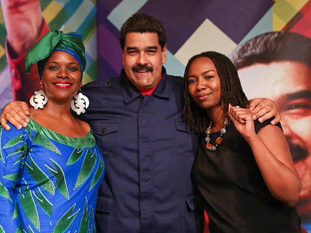 A photo of Opal Tometi, founder of Black Lives Matter, with Venezuelan dictator Nicolas Maduro in New York City, 2015.