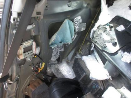 U.S. Customs and Border Protection officers seize a load of methamphetamine at a California border crossing. (Photo: U.S. Customs and Border Protection/El Centro Sector)