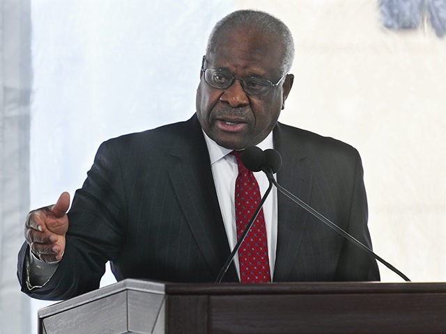 Supreme Court Justice Clarence Thomas delivers a keynote speech during a dedication of Georgia new Nathan Deal Judicial Center Tuesday, Feb. 11, 2020, in Atlanta. The center is named for a former governor and is the first state building in the history of Georgia that is devoted entirely to the …