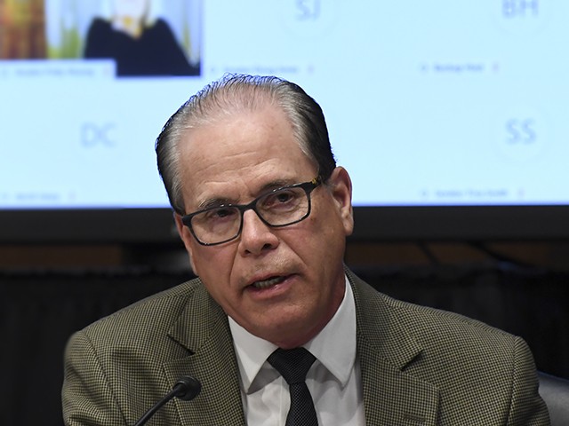 Sen. Mike Braun, R-Ind., asks questions during a virtual Senate Committee for Health, Education, Labor, and Pensions hearing, Tuesday, May 12, 2020 on Capitol Hill in Washington. (Toni L. Sandys/The Washington Post via AP, Pool)