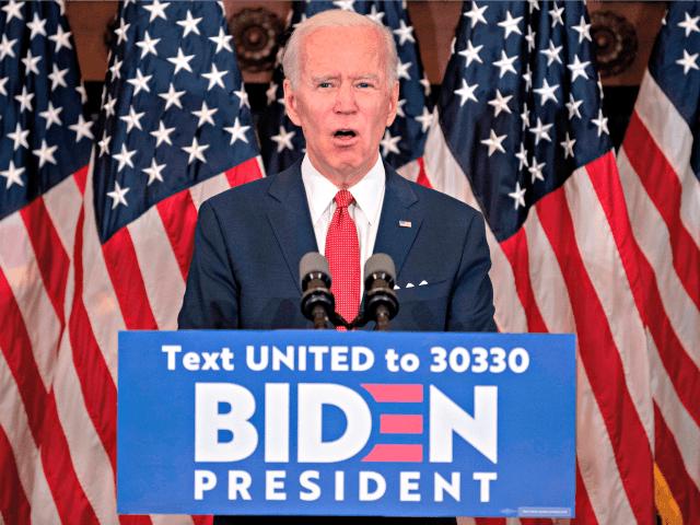 Former vice president and Democratic presidential candidate Joe Biden speaks about the unrest across the country from Philadelphia City Hall on June 2, 2020, in Philadelphia, Pennsylvania, contrasting his leadership style with that of US President Donald Trump, and calling George Floyd's death "a wake-up call for our nation." (Photo …