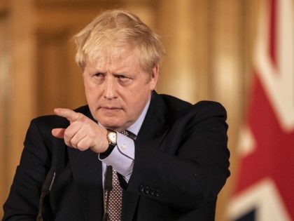 LONDON, ENGLAND - MARCH 16: Prime Minister Boris Johnson gives a press conference on the ongoing situation with the coronavirus pandemic with chief medical officer Chris Whitty and Chief scientific officer Sir Patrick Vallance in Downing Street after he had taken part in the government's COBRA meeting on March 16, …