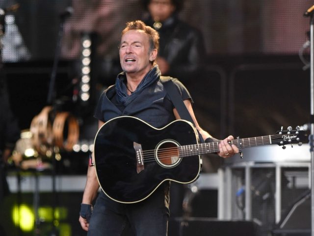 US singer Bruce Springsteen performs on stage during "The river Tour 2016" in the northern Spanish Basque city of San Sebastian on May 17, 2016. / AFP / ANDER GILLENEA (Photo credit should read ANDER GILLENEA/AFP via Getty Images)
