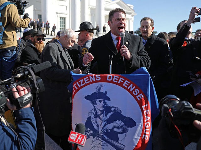 RICHMOND, VIRGINIA - JANUARY 20: Delegate Nick Freitas (R-Culpeper) speaks during a gun rights rally organized by The Virginia Citizens Defense League on Capitol Square near the state capital building January 20, 2020 in Richmond, Virginia. Freitas is challenging Rep. Abigail Spanberger (D-VA) this fall for her seat in the …