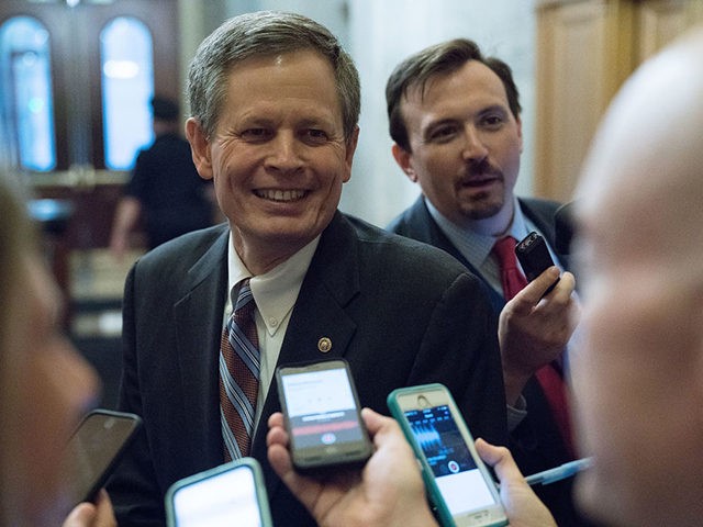 WASHINGTON, DC - OCTOBER 05: U.S. Sen. Steve Daines (R-MT) speaks to reporters after a clo