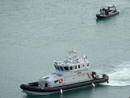 DOVER, ENGLAND - DECEMBER 29: UK Border Force boats patrol Dover Harbour as British immigr