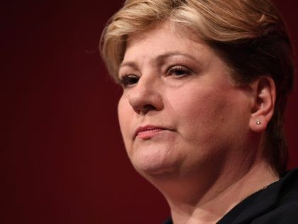 BRIGHTON, ENGLAND - SEPTEMBER 23: Emily Thornberry addresses delegates on the third day of the Labour Party conference on September 23, 2019 in Brighton, England. Labour Conference will debate and vote on their Brexit position this afternoon pitting Jeremy Corbyn's neutral stance against the party membership's wish to Remain in …