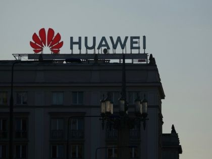 WARSAW, POLAND - OCTOBER 11: A sign advertising Chinese telecoms equipment manufacturer Hu