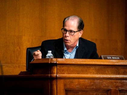 Senator Mike Braun, a Republican from Indiana, speaks during a hearing titled "Oversight of the Environmental Protection Agency" in the Dirksen Senate Office Building on May 20, 2020 in Washington, DC. (Photo by Al Drago / POOL / AFP) (Photo by AL DRAGO/POOL/AFP via Getty Images)