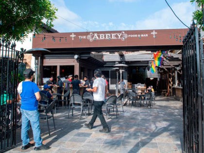 The famous bar/restaurant The Abbey in West Hollywood gets ready to re-open during the weekend, amid the Covid 19 pandemic, May 29, 2020, in West Hollywood, California. - Governor Gavin Newsom announced today that the restaurants, barber shops and Hair Salons can reopen immediately. (Photo by VALERIE MACON / AFP) …