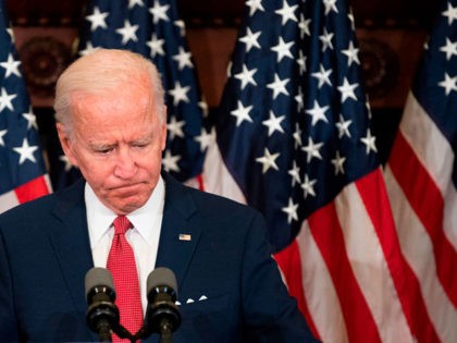 Former vice president and Democratic presidential candidate Joe Biden speaks about the unr