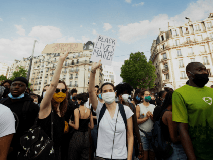 Protesters demonstrate in front of Paris courthouse against police violence on June 2, 202