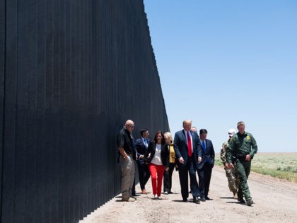 US President Donald Trump participates in a ceremony commemorating the 200th mile of border wall at the international border with Mexico in San Luis, Arizona, June 23, 2020. (Photo by SAUL LOEB / AFP) (Photo by SAUL LOEB/AFP via Getty Images)