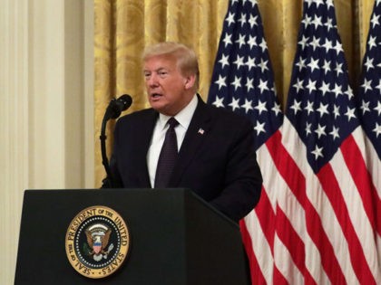 WASHINGTON, DC - JUNE 17: U.S. President Donald Trump speaks during an East Room event to