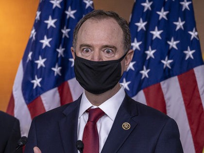 WASHINGTON, DC - JUNE 30: Rep. Adam Schiff (D-CA) speaks at a press conference on Capitol Hill on June 30, 2020 in Washington, DC. House Democrats attended a briefing at the White House this morning following allegations that Russia paid bounties to Taliban militants to kill U.S. and allied troops. …