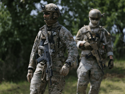 CALW, GERMANY - JULY 14: KSK elite soldiers are seen during German Defense Minister Ursula