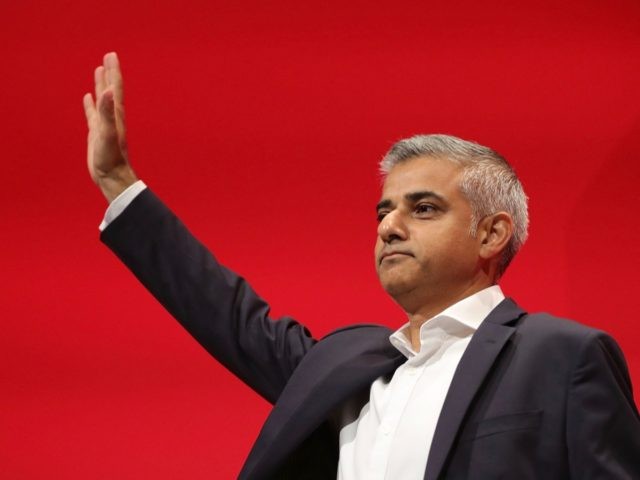 LIVERPOOL, ENGLAND - SEPTEMBER 27: The Mayor of London Sadiq Khan waves as he addresses the Labour conference for the first time since his election on September 27, 2016 in Liverpool, England. On day three of the annual conference at the ACC, Shadow Education Secretary Angela Rayner is to set …