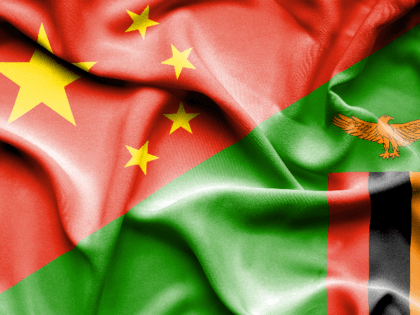 Waving flag of Zimbabwe and China