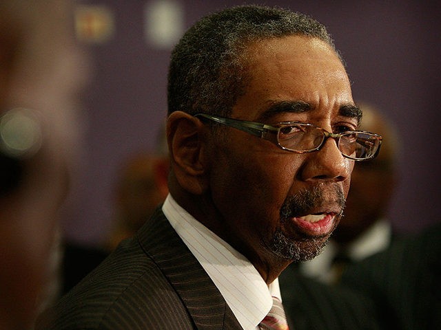 CHICAGO - MARCH 01: Congressman Bobby Rush (D-IL) addresses the media in support of U.S. Senator Roland Burris (D-IL), prior to a prayer and support service at the New Covenant Baptist Church March 1, 2009 in Chicago, Illinois. Many Illinois lawmakers are calling for Burris, who was appointed to the …