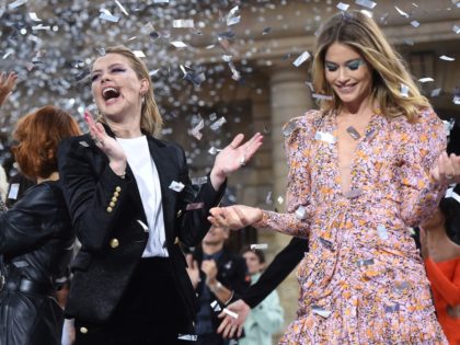 (FromL) British singer Geri Horner (formely know as Geri Halliwell), US actress Amber Heard and Dutch model Doutzen Kroes present creations for L'Oreal during the Women's Spring-Summer 2020 Ready-to-Wear collection fashion show at the Monnaie de Paris, in Paris on September 28, 2019. (Photo by Lucas BARIOULET / AFP) (Photo …