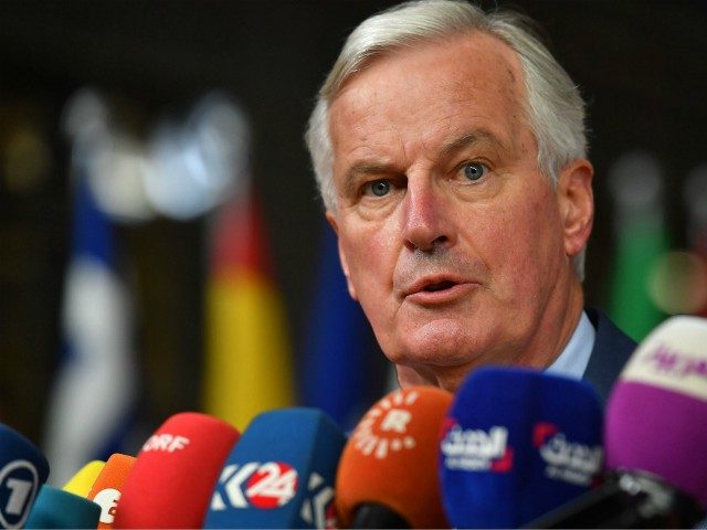 EU Chief Brexit negotiator Michel Barnier answers to journalists upon her arrival at the European Council in Brussels on October 17, 2018. - British Prime Minister Theresa May is due to address a summit of European Union leaders in which Brexit negotiations are expected to be top of the agenda. …