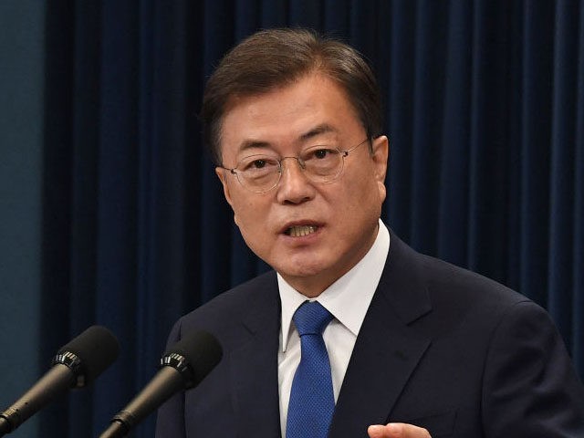 SEOUL, SOUTH KOREA - MAY 10: South Korean President Moon Jae-in speaks on the third anniversary of his inauguration at the presidential Blue House on May 10, 2020 in Seoul, South Korea. President Moon presented an ambitious vision on Sunday, for South Korea to take the initiative in the post-coronavirus …