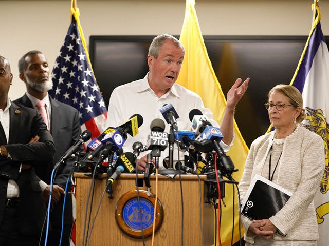 NEWARK, NJ - AUGUST 14: New Jersey Governor Phil Murphy speaks about Newark's ongoing water crisis during a press conference held at the Newark Health Department on August 14, 2019 in Newark, New Jersey. The city recently began distributing bottled water to residents affected by tap water that's been contaminated …