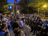 WASHINGTON, DC - JUNE 22: U.S. Park Police keep protesters away after they attempted to pull down the statue of Andrew Jackson in Lafayette Square near the White House on June 22, 2020 in Washington, DC. Protests continue around the country over the deaths of African Americans while in police …