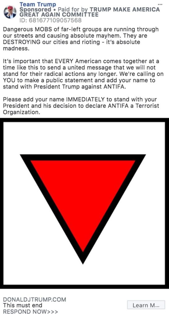 Trump Antifa Ad Facebook