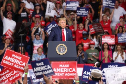 TULSA, OKLAHOMA - JUNE 20: U.S. President Donald Trump speaks at a campaign rally at the BOK Center, June 20, 2020 in Tulsa, Oklahoma. Trump is holding his first political rally since the start of the coronavirus pandemic at the BOK Center today while infection rates in the state of …