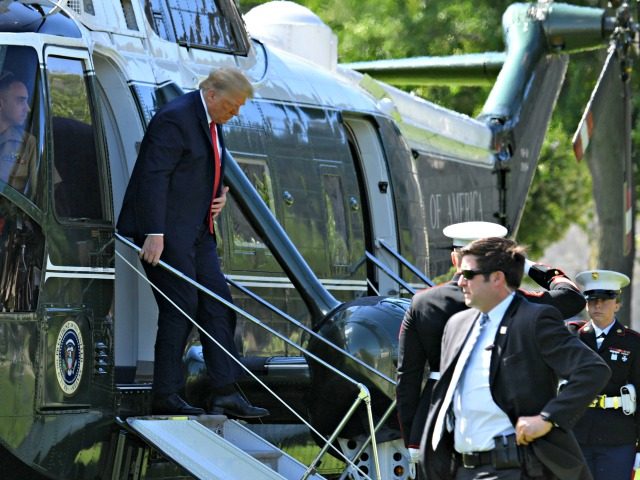 US President Donald Trump arrives at West Point, New York, on June 13, 2020. - Trump is de