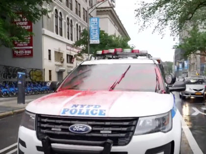 NYPD car vandalized with red paint in the wake of George Floyd's killing