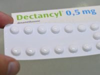 A picture taken on June 16, 2020 in Paris shows tablets of Dectancyl, a drug manufactured by Sanofi containing dexamethasone. - The steroid dexamethasone has been found to save the lives of one third of the most serious COVID-19 cases, according to trial results hailed on June 16, 2020 as …