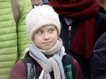 Swedish teen climate activist Greta Thunberg takes part in a "Fridays for future" protest