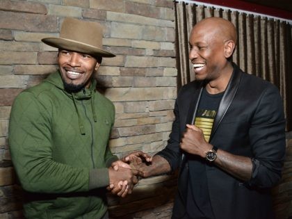 BEVERLY HILLS, CA - FEBRUARY 23: Jamie Foxx and Tyrese Gibson attend Haute Living along wi