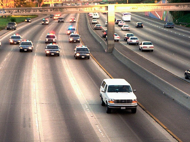 FILE - In this June 17, 1994, file photo, a white Ford Bronco, driven by Al Cowlings carry