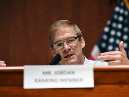Rep. Jim Jordan, R-Ohio, gives an opening statement at the hearing where Attorney General William Barr will testify before the House Judiciary Committee, Tuesday, July 28, 2020, at the Capitol in Washington. (Matt McClain/The Washington Post via AP, Pool)