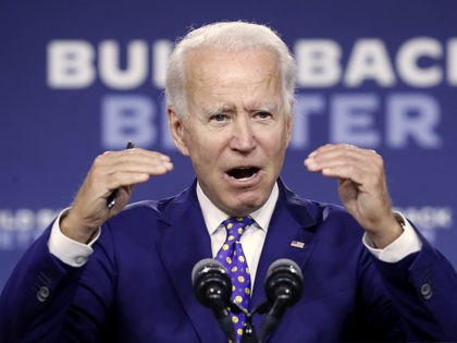 Democratic presidential candidate former Vice President Joe Biden speaks at a campaign event at the William "Hicks" Anderson Community Center in Wilmington, Del., Tuesday, July 28, 2020. (AP Photo/Andrew Harnik)