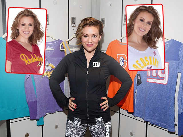 IMAGE DISTRIBUTED FOR NATIONAL FOOTBALL LEAGUE - Alyssa Milano with her GIII Touch NFL Wom