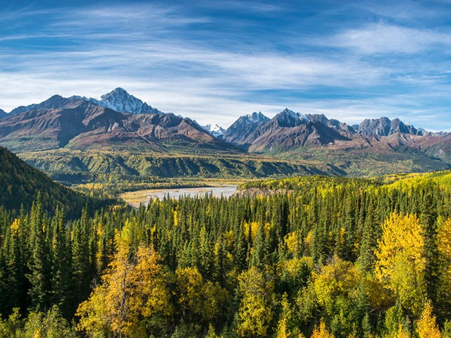 View of autumn Wrangell st. elias national park, Alaska, USA