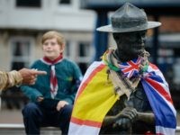 POOLE, ENGLAND - JUNE 12: General view of the Lord Baden-Powell statue on June 12, 2020 in Poole, United Kingdom. The statue of Robert Baden-Powell on Poole Quay is to be placed into safe storage after campaigners have accused him of racism, homophobia and support for Adolf Hitler. (Photo by …