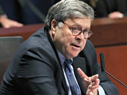 WASHINGTON, DC - JULY 28: U.S. Attorney General William Barr testifies during a House Judiciary Committee hearing on Capitol Hill on July 28, 2020 in Washington, DC. In his first congressional testimony in more than a year, Barr faced questions from the committee about his deployment of federal law enforcement …