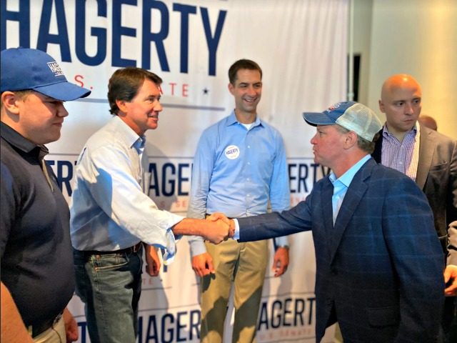 Bill Hagerty Shaking Hands, Tom Cotton Beside Him