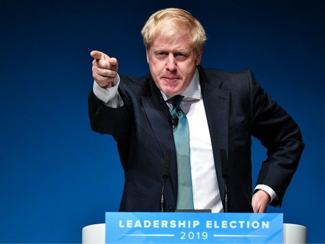 PERTH, SCOTLAND - JULY 05: Conservative leadership candidate Boris Johnson addresses an au