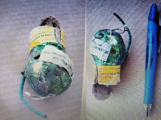 A leaked federal document shows a commercial fireworks device modified with embedded nails. (Leaked Image Obtained by Breitbart Texas)