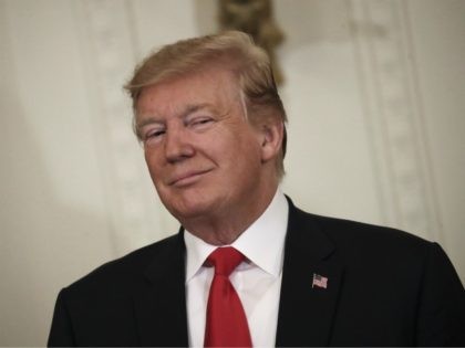 WASHINGTON, DC - APRIL 18: U.S. President Donald Trump looks on during an event recognizin