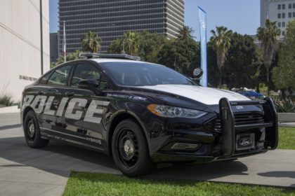 A hybrid police car is seen at the unveiling of two Ford Fusion hybrid pursuit-rated Police Responder cars at Los Angeles Police Department headquarters on April 10, 2017 in Los Angeles, Calif.David McNew / Getty Images file July 10, 2020, 8:38 AM PDT